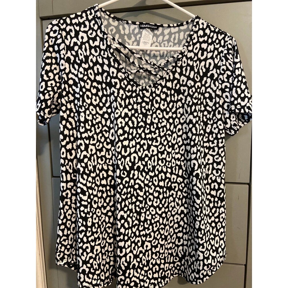 Heimish blouse Heimish top HEIMISH USA shirt black white top criss cross small